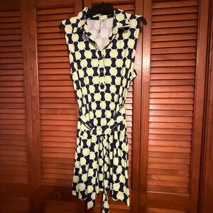 Lulu-B Navy and Green Circle Mini Dress / SPF Material